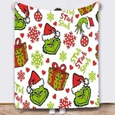 Grinch Throw Blanket 100*130cm,Grinch Christmas Couch Blanket Flannel Bedding Grinch Theme Christmas Decorations