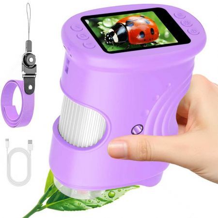 1000X Handheld Digital Microscope, Pocket Microscope with 2.0 inch IPS Screen for Boys Girls Age 3 to 12, Purple