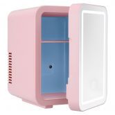 Glacio Mini Fridge Skincare Beauty Cooler Warmer LED Mirror 12V 220V Pink 4L