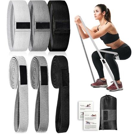 Fabric Resistance Bands for Working Out, 6Pack Non-Slip Exercise Bands for Women and Men, Fabric Booty Bands for Home, Fitness, Pilates, Stretching