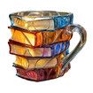 Painted Book Mug, Novelty 3d Painted Books Coffee Mug, Unique Colorful Resin Books Stack Coffee Cup, Collection Gifts For Readers