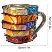 Painted Book Mug, Novelty 3d Painted Books Coffee Mug, Unique Colorful Resin Books Stack Coffee Cup, Collection Gifts For Readers