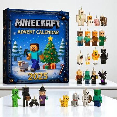 2025 Minecraft Advent Calendar, Christmas Tree Ornaments and Acrylic Charm Countdown, Gamer Gift, Pixel Art Holiday Decor, Kids Surprise Box