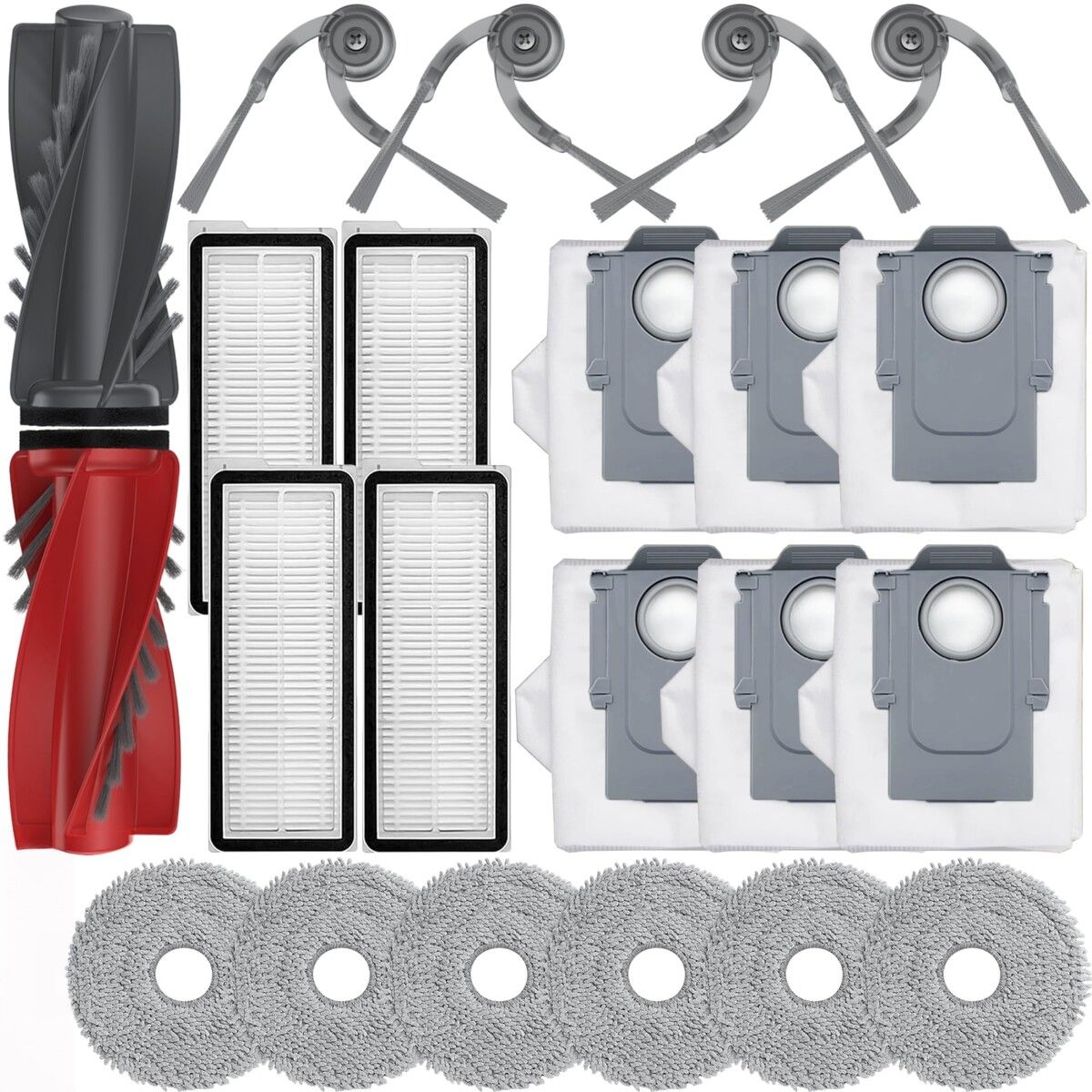 21Pcs Replacement Parts for Roborock Qrevo Curv/Qrevo Edge,Q Revo Curv Q Revo Edge Vacuum Cleaner Accessories,1 Main Brush 6 Mop Pads 4 Side Brush 4 Hepa Filters 6 Vacuum Bags