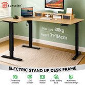 Electric Stand Up Desk Frame Sit and Standup Table Base Legs Heavy Duty Rising Standing Underframe Height Adjustable L Shaped Smart Motor Carbon Steel