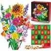 24 Days Advent Calendar Flower Bouquet Building Block Christmas Countdown Calendar,Artificial Wildflower Botanical Collection