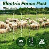 Electric Fence Post 20pcs Tread Step In Wire Temporary Fencing Garden Farm Livestock Cattle Sheep Insulators Poles Pigtail Fibreglass Adjustable Graze