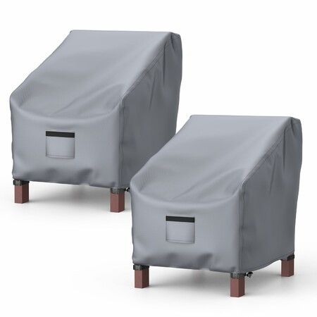 Patio Chair Covers for Outdoor Furniture Waterproof 2 Pack,Lawn Chair Covers 600D Heavy Duty Oxford Cloth,Large Covers for Lounge Lawn Deep Seat Grey