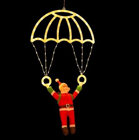 Christmas Decorations Lights Outdoor USB Power Parachute Lights 8 Modes Waterproof Hanging Warm White Santa Claus Indoor Eave Roof Holiday Gift COL Warm