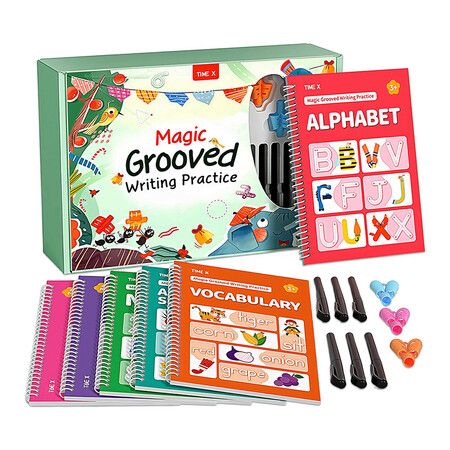 Magic Grooved Writing Practice Books, Reusable Handwriting Practice Books, Groove Workbooks, Handwriting Practice for Kids 3 and Up