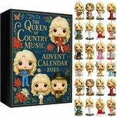 Advent Calendar 2025, 24 Days Christmas Advent Countdown Calendar Dolly Parton 2D Acrylic Hanging Pendant Gift for Fans, Girls and Friends