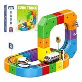 Rail Train Set 3D Embedded Race Track Gravity Defying Motorized Car Rail Cube DIY Montessori Sensory Building Toy 51 Pcs STEM Christmas Birthday Gift