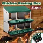 Chicken Nesting Box 2 Layer 6 Hole Hen Chook Roll Away Out Laying Boxes Modular Poultry House Egg Nest Coop Lay Perch Hutch Brooder Galvanised Metal