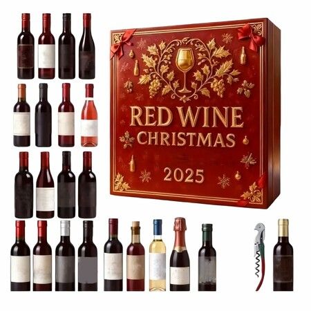 Red Wine Taste Christmas Collectable Advent Calendar  Blind Box 2D Flat Acrylic Ornament 24 Days Countdown Christmas Gift