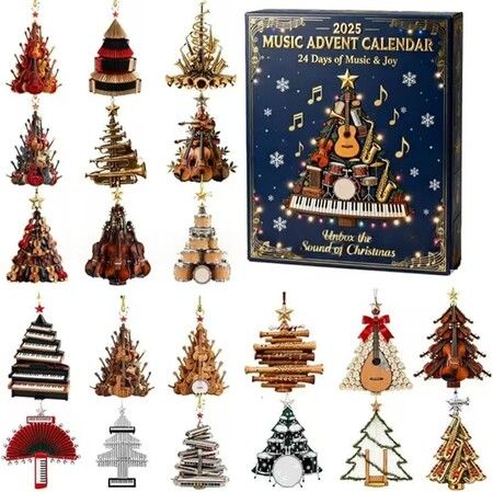 MUSIC LOVER instruments  Advent Calendar 24DAYS Christmas TREE Collectable Advent Calendar  Blind Box 2D Flat Acrylic  Countdown Christmas  Gift