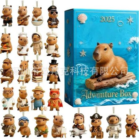 Capybara OceanAdvent Calendar 24DAYS Christmas TREE Collectable Advent Calendar  Blind Box 2D Flat Acrylic Ornament  Countdown Christmas Girls Gift