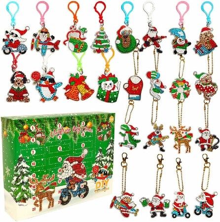 Diamond Painting Kit,Painting Advent Calendar 24 Days Christmas Countdown Calendar Craft Advent Calendar 5D Diamond Art Painting Ages 4-10 (24PCS)