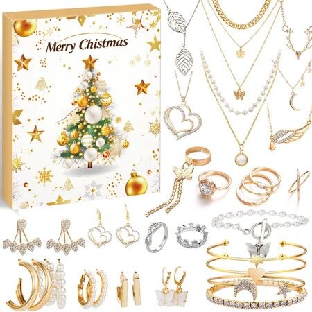 Golden Jewelry Bracelet set to Girfriend   Support  2025 Advent Calendar 24DAYS Christmas  Blind Box    2026 Countdown Christmas  Gift