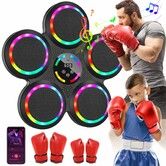 Music Boxing Machine,2 Pairs Boxing Gloves,9 Speeds & Modes,Automatic Counting,Wall Mounted,Smart Music Punch Machine