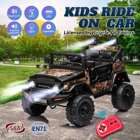 Electric Ride On Car Kids Vehicle Toy Childrens Off Road Jeep Truck 12V Parental Remote Control MP3 Lights Openable Doors Licensed Toyota FJ Cruiser