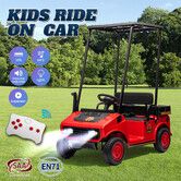 Kids Electric Golf Cart RC Car Ride On Toy Vehicle Off Road Truck 12V Battery Powered Buggy Children Parental Remote Control MP3 Light USB Port Red