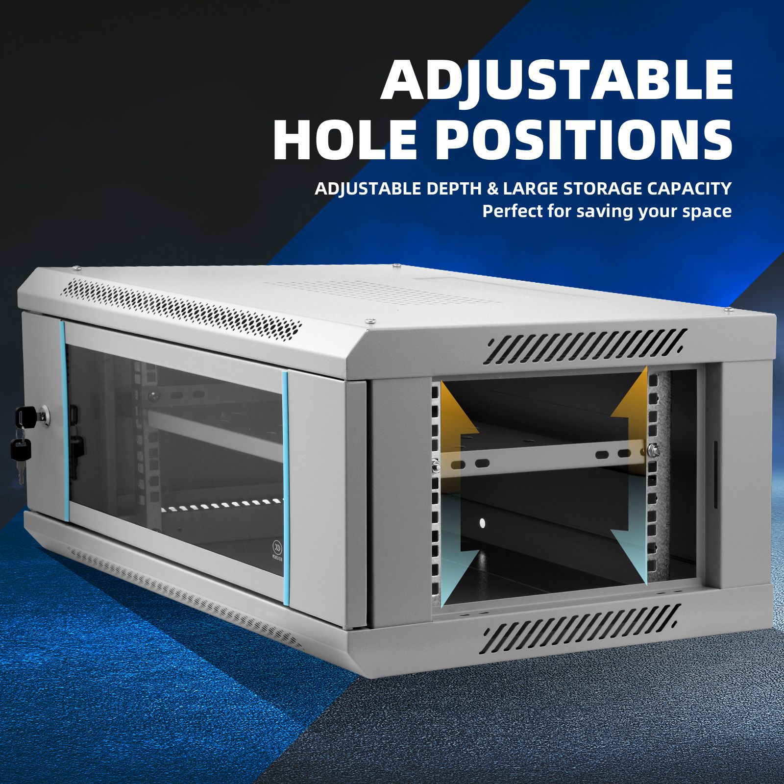 4U Network Server Cabinet Wall Mount Data Rack Enclosure 19 Inch Deep with Locking Glass Door Removable Side Panels Comms LAN IT Computer Equipment