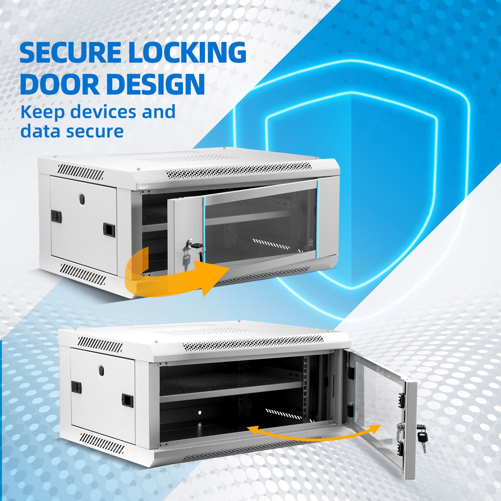 4U Network Server Cabinet Wall Mount Data Rack Enclosure 19 Inch Deep with Locking Glass Door Removable Side Panels Comms LAN IT Computer Equipment