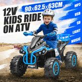 Kids Electric Ride On Car Toy Childrens Vehicle Off Road ATV Quad Bike Truck 12V Motorised 4 Wheeler Rechargeable Battery Powered MP3 USB Port Lights