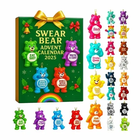 Swear Bear Advent Calendar 2025,Funny Christmas Countdown Calendar With 24 Sassy Bears,Hilarious Holiday Decor & Gag Gift For Friends,Office