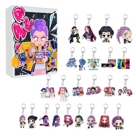 Kpop Demon Hunters Christmas 24 Day Advent Calendar 2D Flat Keychain Ornaments For Chrisimas Decoration Gift
