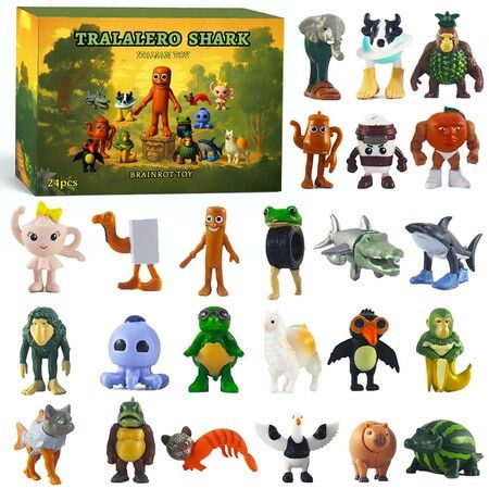 Italian Brainrot Action Figures Set,Funny Collectible Figures,Tralalero Tralala-Inspired,Creative Shark,Monkey and More Toys,Safe Gifts for Fans Ages 3+