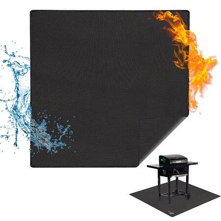 Square Fire Pit Mat Under Grill Mat,4 Layers Fireproof Fireplace Pad Heat Insulated Protect for Decks,Grass,BBQ Portable Reusable Waterproof-122*122CM