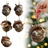 Forest Animal Acorn Ornaments Cozy Forest Christmas Ornaments,2026 Pine Cone Animal Decoration,Woodland Creature Hanging Ornament