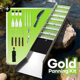 Gold Panning Kit 126.5cm Folding Sluice Box Portable Mining Prospecting Equipment Crevice Picks Magnet Magnifier Tweezers Accessories Aluminium Alloy