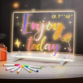 LED Note Board with Colors,35 X 25 cm 4 Modes & 7 Colors Acrylic Dry Erase Boards with Light,Led Drawing Board for Kids with Stand