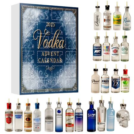 Vodka Advent Calendar 24 Days Countdown Mini Wines Ornaments Gifts,Christmas Holiday Halloween Gift Decoration