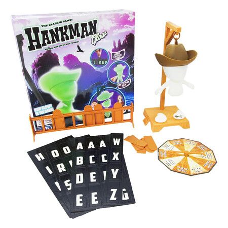 Hangman Mystery Word Guessing Game for Boys Girls and Families, Glow in The Dark Travel Game, Guess Who Before Hank Falls