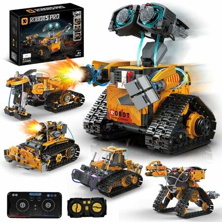 Building Toys STEM Robot Kit 5 in 1 Remote APP Controlled Building DIY Educational Building Blocks Set Gift for Boys Girls Age 6+ Year Old