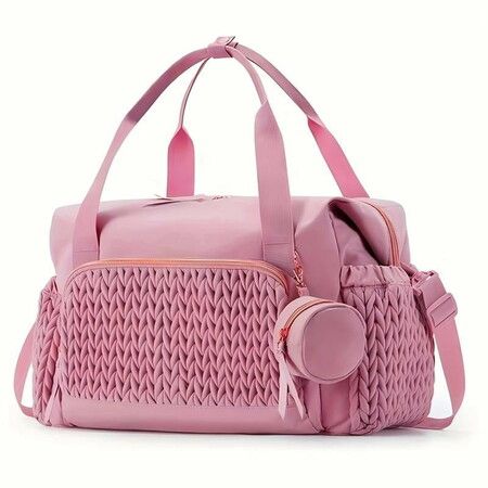 Diaper Bag Tote,Large Capacity Travel Diaper bags,Hospital Bag for Labor Delivery,Carrt Bag with Pacifier Case Color Pink
