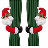 2Pcs Christmas Curtain Buckle Tieback, Santa Curtain Tiebacks Holdback Fastener Buckle Clamp Window Decorations Home Holiday Decor 2025