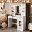 Hollywood Makeup Table Vanity Dresser White Dressing Desk Bedroom Furniture 10 LED Lighted Mirror 2 Drawers 6 Shelves Remote 16 Colour RGB Strip Light
