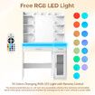 Hollywood Makeup Table Vanity Dresser White Dressing Desk Bedroom Furniture 10 LED Lighted Mirror 2 Drawers 6 Shelves Remote 16 Colour RGB Strip Light