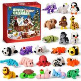 Advent Calendar with 24 Mini 3D Printed Mini Animals, Flexible Fidget Toy Set for Boys & Girls Ideal Christmas Party Gift