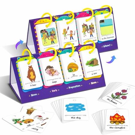 Sentence Building Flip Chart 40 Sentence Builder Game Vocabulary  Grammar,Activity Educational Learning Tool Phonics Speech Therap for Ages 3+