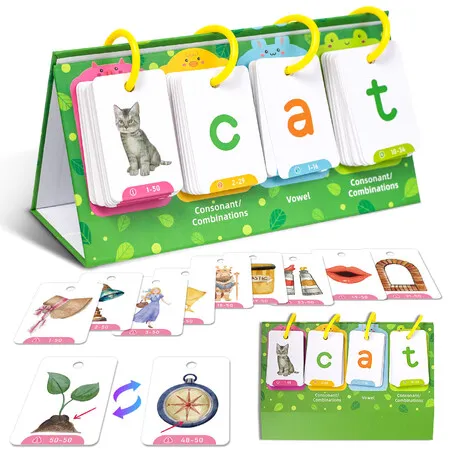 Phonics Flash Cards Learn to Read CVC Word Builder Games,Sight Words Games Activity Educational Learning Tool for School Supplies Ages 3+