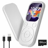 MP3 Players with Bluetooth 64GB TF Card Music Player MP3 & Digital Audio Players with Ultra-HD Screen Recorder E-Book FM Radio White