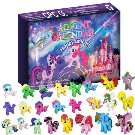 Christmas Advent Calendar 2025, 24 Days of Surprise Countdown Calendar Gift Box with Mini Unicorn Pony Figurines Xmas Party Favor for Boys Girls