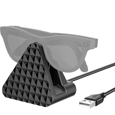 Charging Station for Ray Ban Meta, Replacement Charger for Ray Ban Meta Glasses, USB A Type Organizer Charging Dock for Wayfarer Skyler Headliner, Black