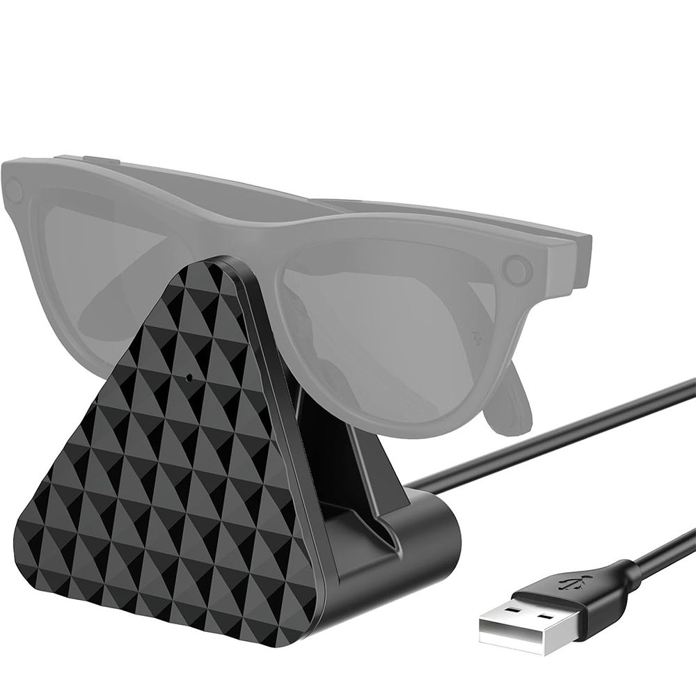 Charging Station for Ray Ban Meta, Replacement Charger for Ray Ban Meta Glasses, USB A Type Organizer Charging Dock for Wayfarer Skyler Headliner, Black