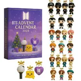 BTS Advent Calendar 2025, 24 Day BTS Collector Ornaments, Chibi-Style Mini Figures, Holiday Countdown Gift for Fans and Collectors